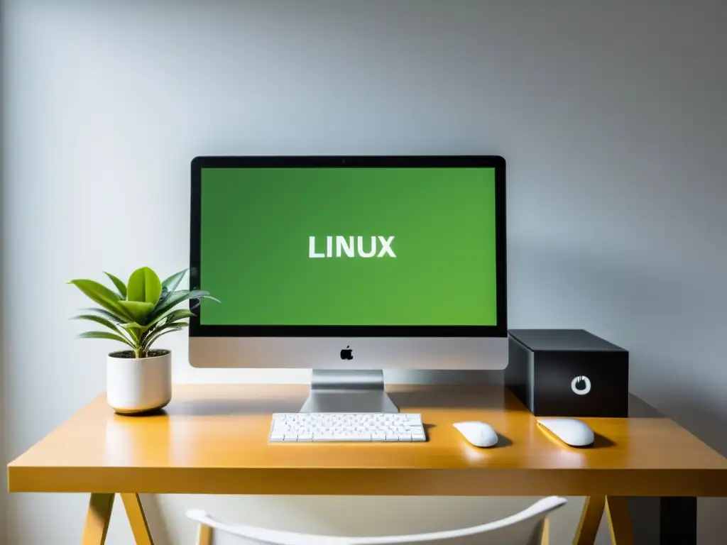 Espacio de trabajo moderno con Linux y plataforma de email marketing compatible, ambiente profesional y eficiente