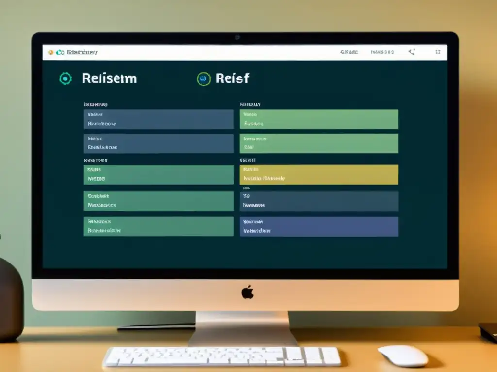 Una estructura detallada del sistema de archivos ReiserFS en un monitor, transmitiendo complejidad y profundidad técnica