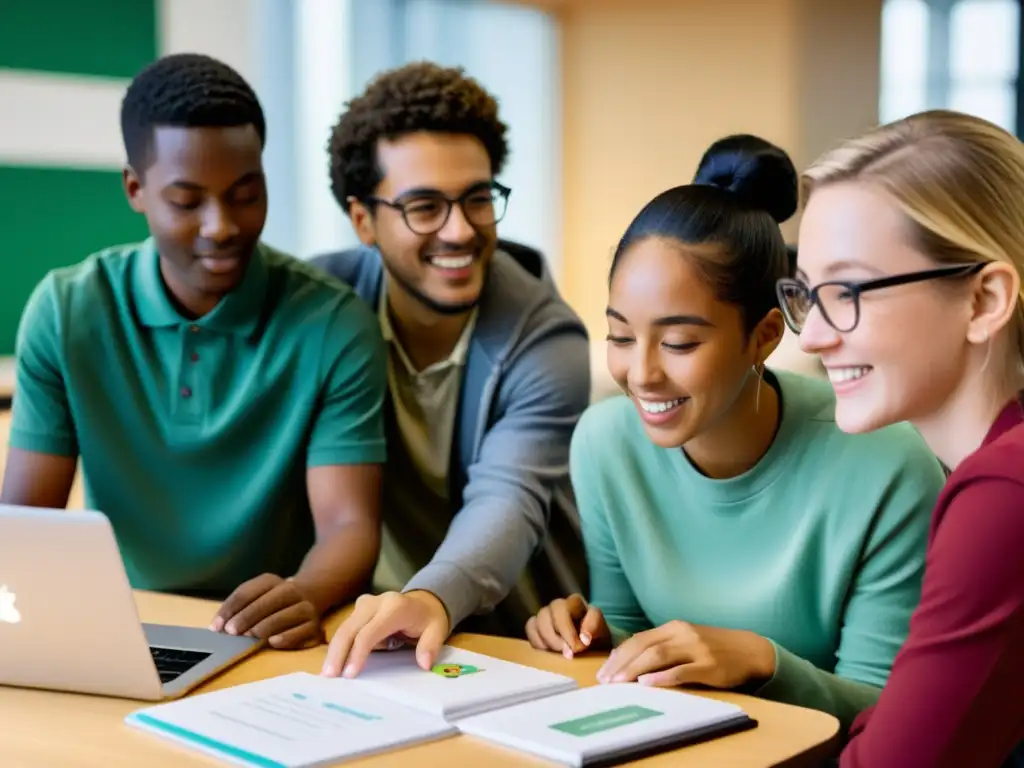 Estudiantes comprometidos en plataforma educativa open source, reflejando colaboración y curiosidad en el aprendizaje comunitario