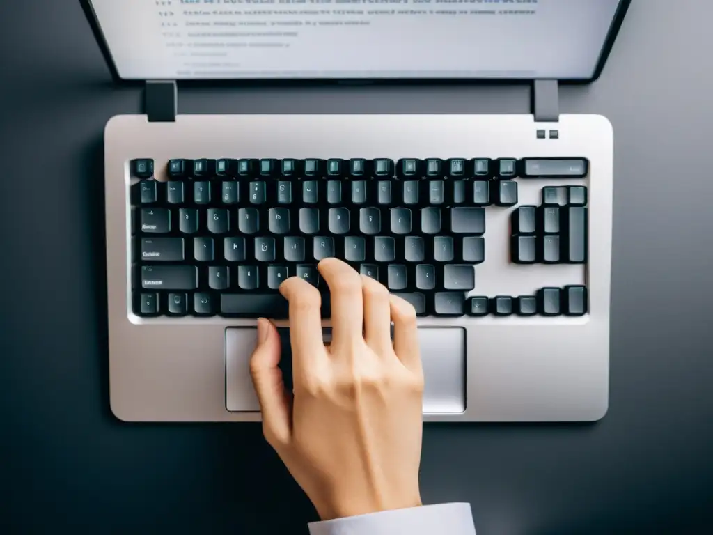 Un experto tecleando con precisión en un teclado minimalista