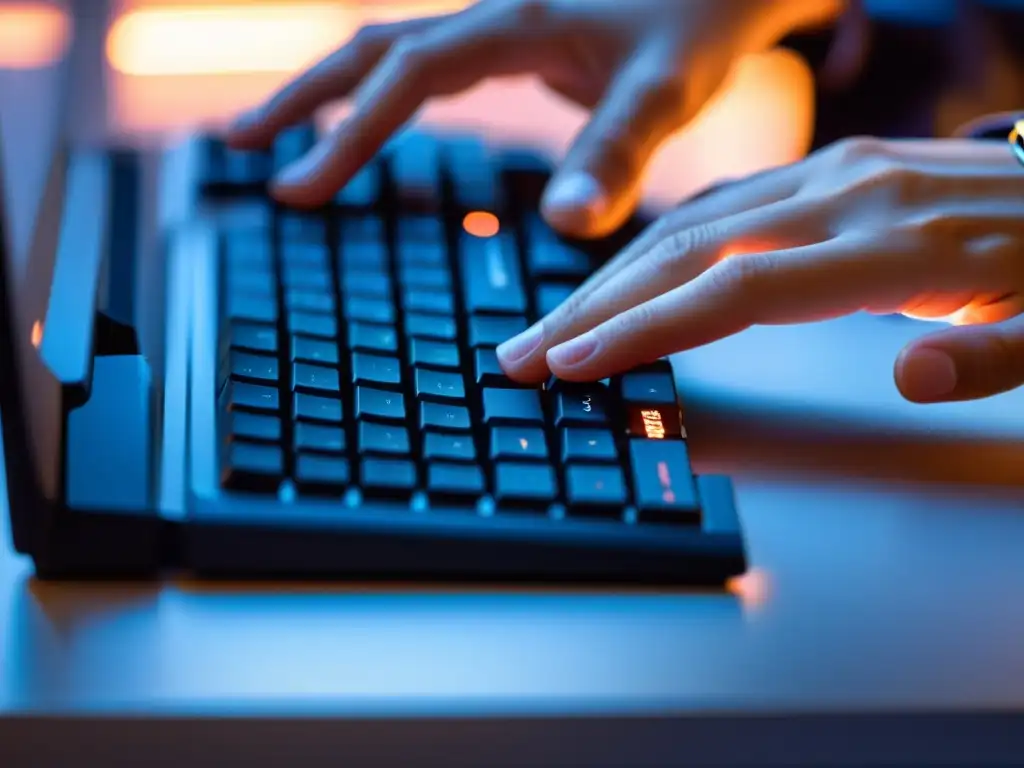 Un experto en tecnología concentra en el teclado, con códigos en la pantalla