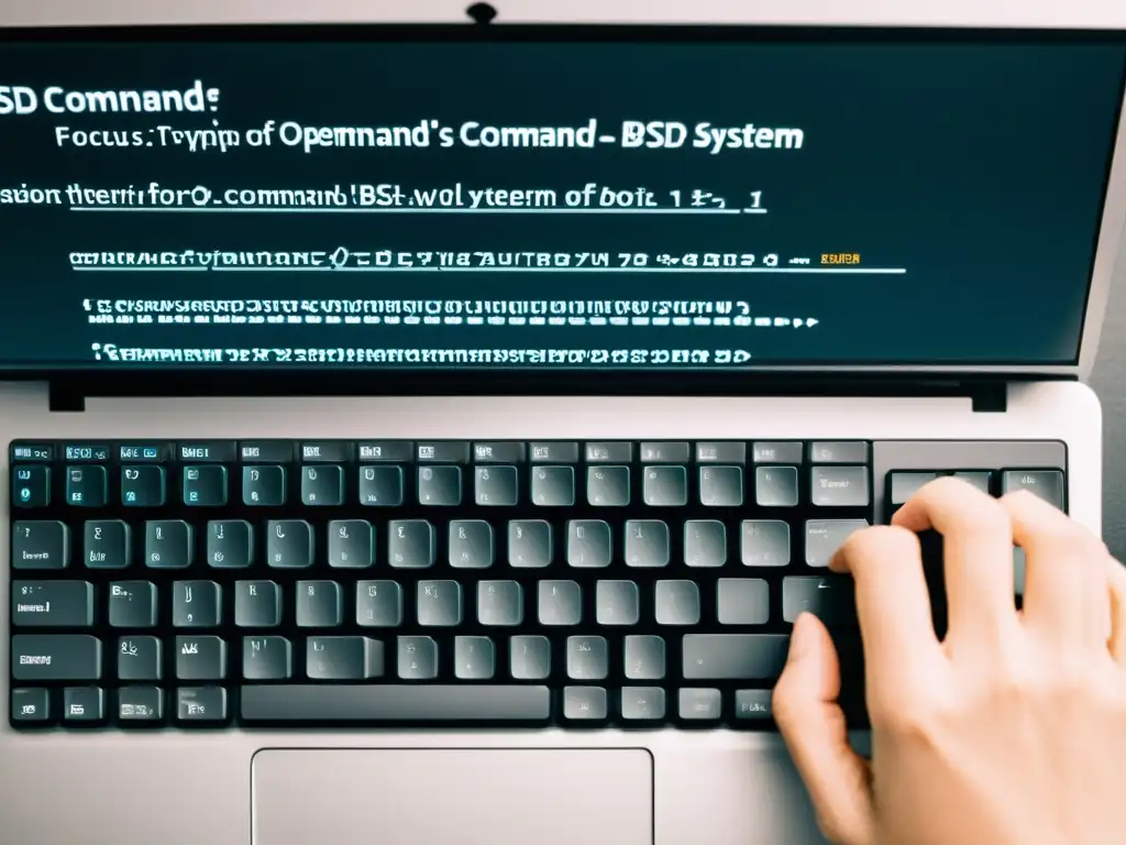 Un experto teclea en un terminal BSD