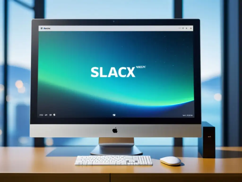 Exploración de SlackEX en sistemas operativos alternativos: Imagen de un monitor moderno mostrando la interfaz distintiva de SlackEX
