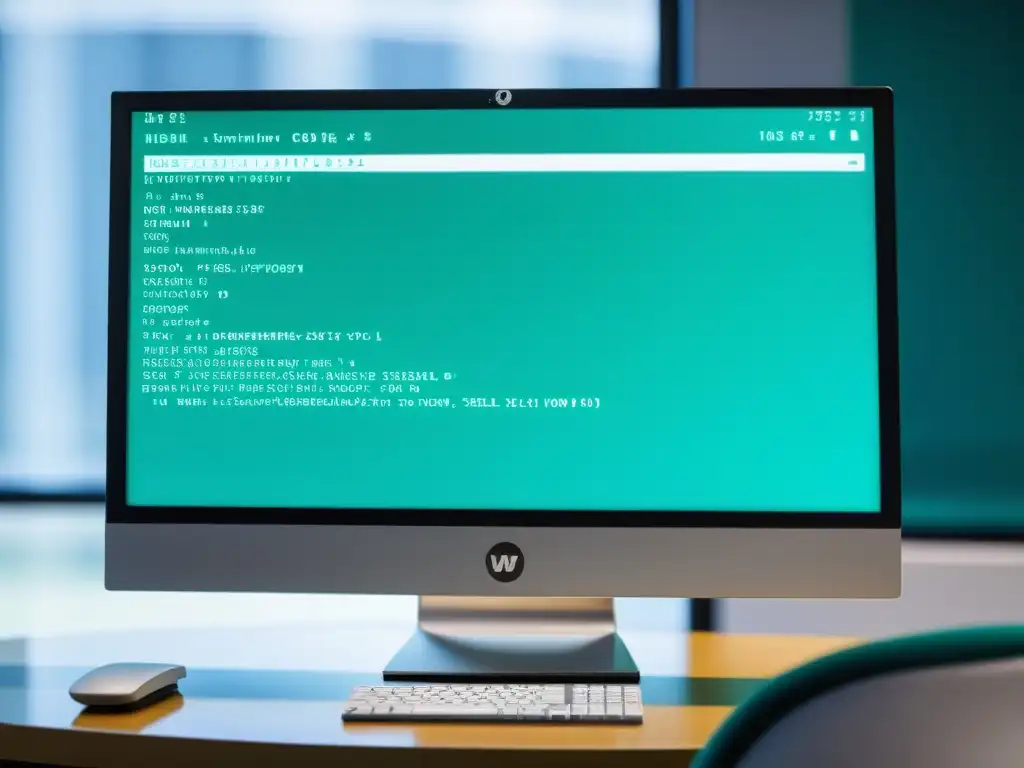 Una imagen de alta definición de un monitor de computadora mostrando código en una oficina minimalista