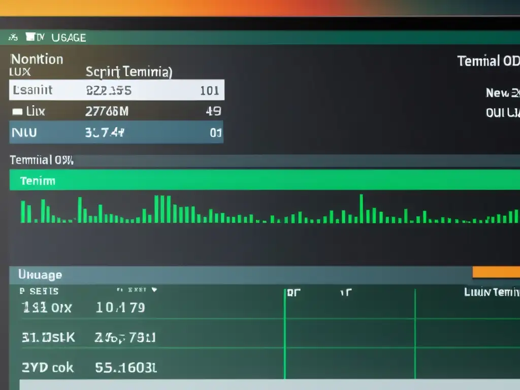 Una imagen de alta resolución que muestra un terminal de Linux con scripts personalizados que monitorizan detalladamente el sistema