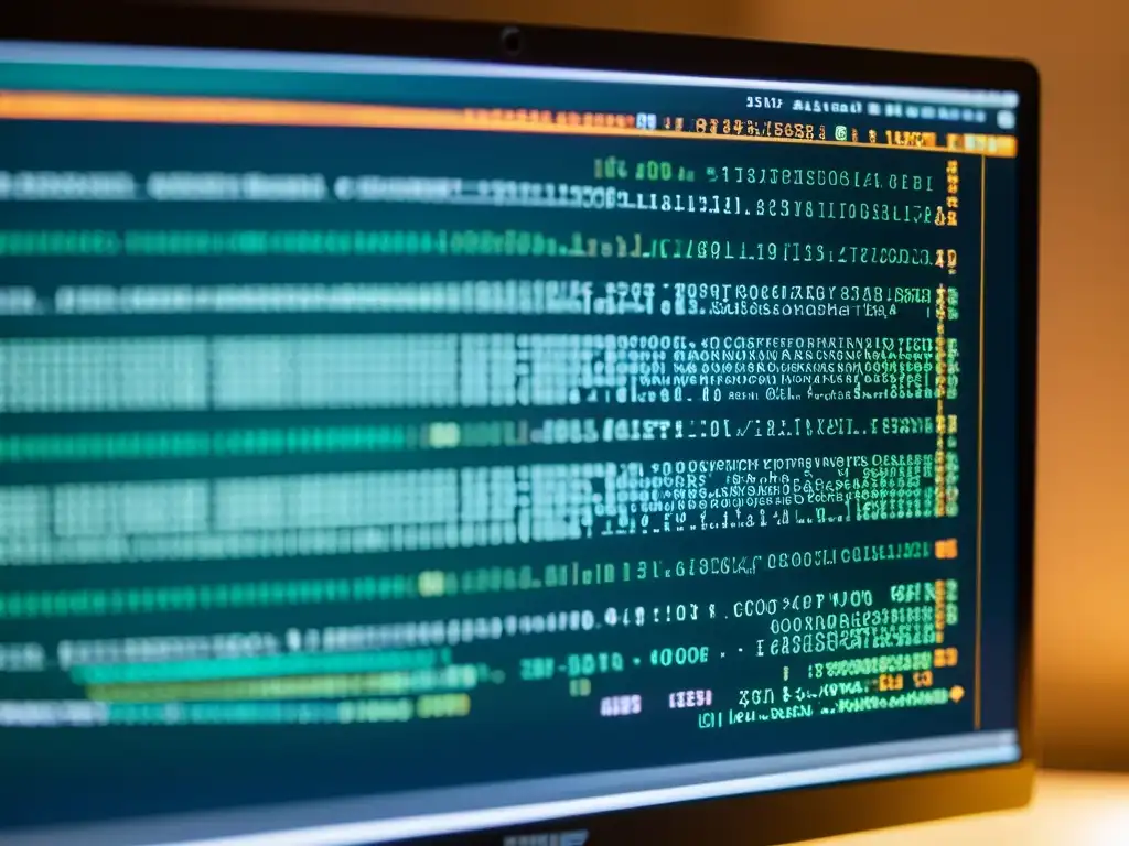 Una imagen de alta resolución de código de código abierto en una pantalla de computadora, con un brillo suave iluminando el espacio circundante