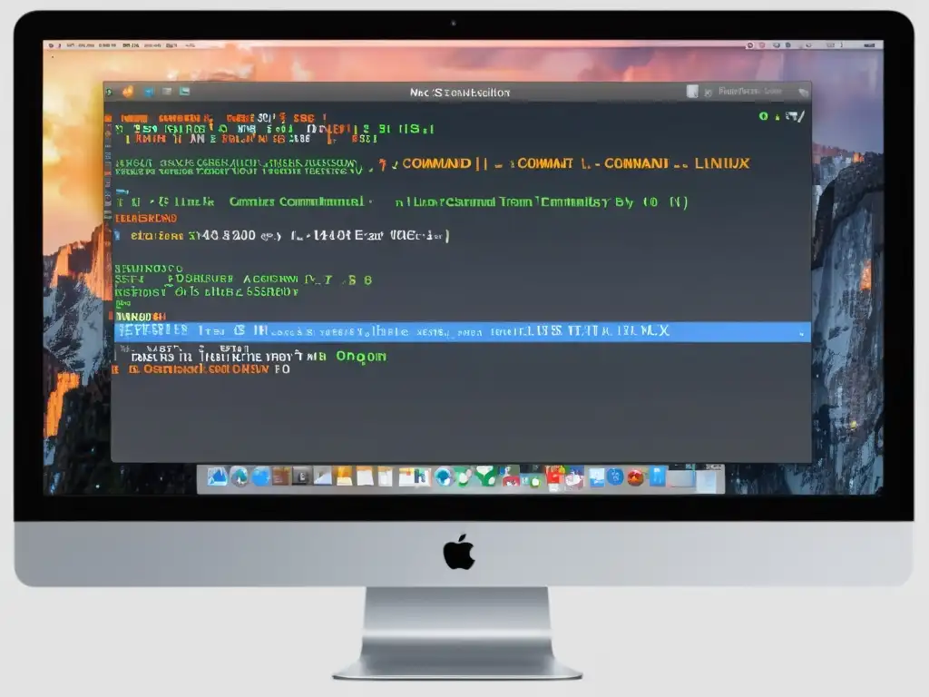 Imagen de comandos esenciales para la interoperabilidad entre Mac y Linux, con terminales en alta resolución y estilo minimalista