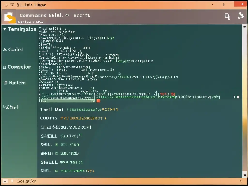 Una imagen detallada de la interfaz de línea de comandos en un sistema Linux, con scripts de Shell automatizando tareas de configuración de red