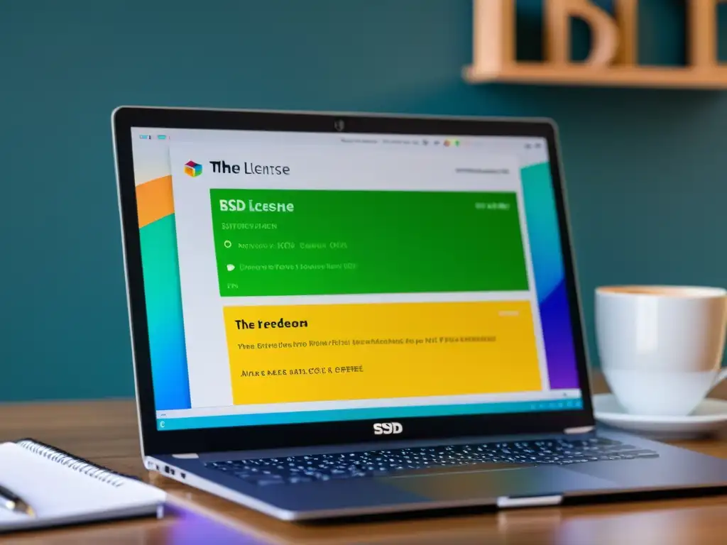 Una imagen detallada muestra la Licencia BSD con libertades resaltadas