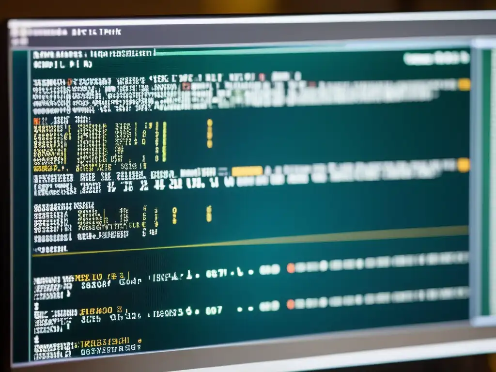 Una imagen detallada de un monitor con código de compilación personalizada del kernel Linux, destacando precisión y experiencia técnica