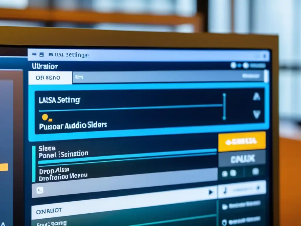 Una imagen detallada de un monitor de computadora mostrando la configuración de sonido en un sistema operativo Linux