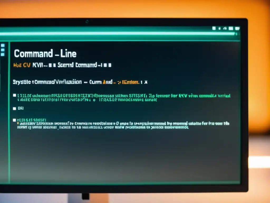 Imagen detallada de la pantalla de un ordenador con la interfaz de línea de comandos mostrando la virtualización en Linux con KVM y QEMU