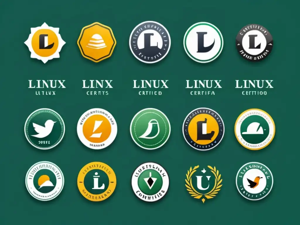 Una imagen detallada y profesional muestra una variedad de certificaciones en Linux para carrera, con diseño minimalista y fondo neutro