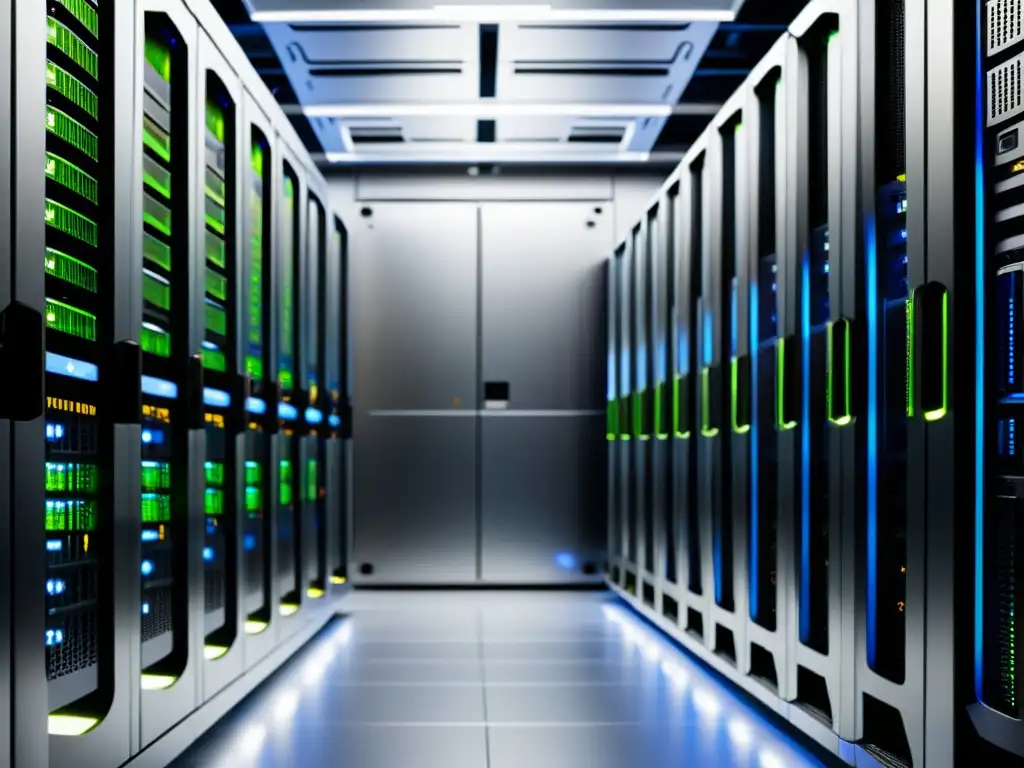 Una imagen detallada de un servidor dedicado Linux de última generación, con diseño minimalista y componentes internos avanzados