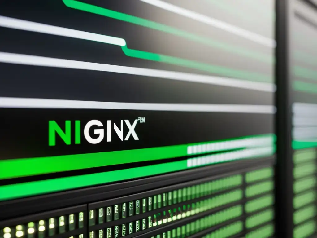 Imagen detallada de un servidor Nginx en Linux, con logs y métricas en pantalla