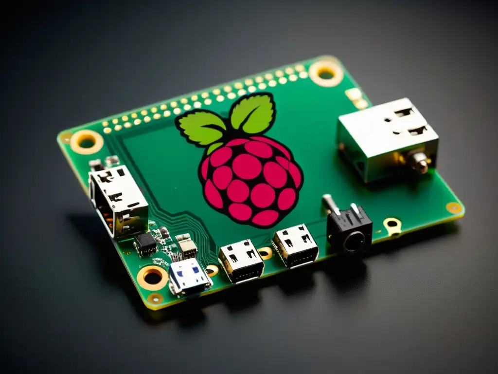 Imagen documental de Raspberry Pi ejecutando Linux, destacando su eficiencia en entorno IoT