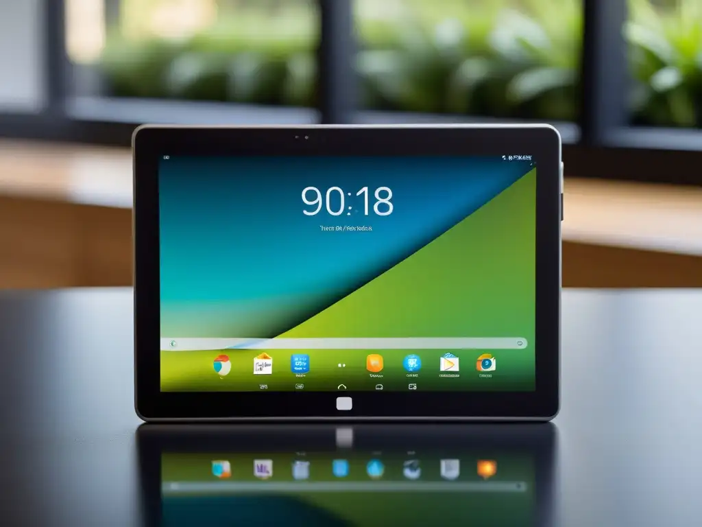 Una imagen de alta resolución de una elegante tablet con interfaz Linux, destacando su integración perfecta