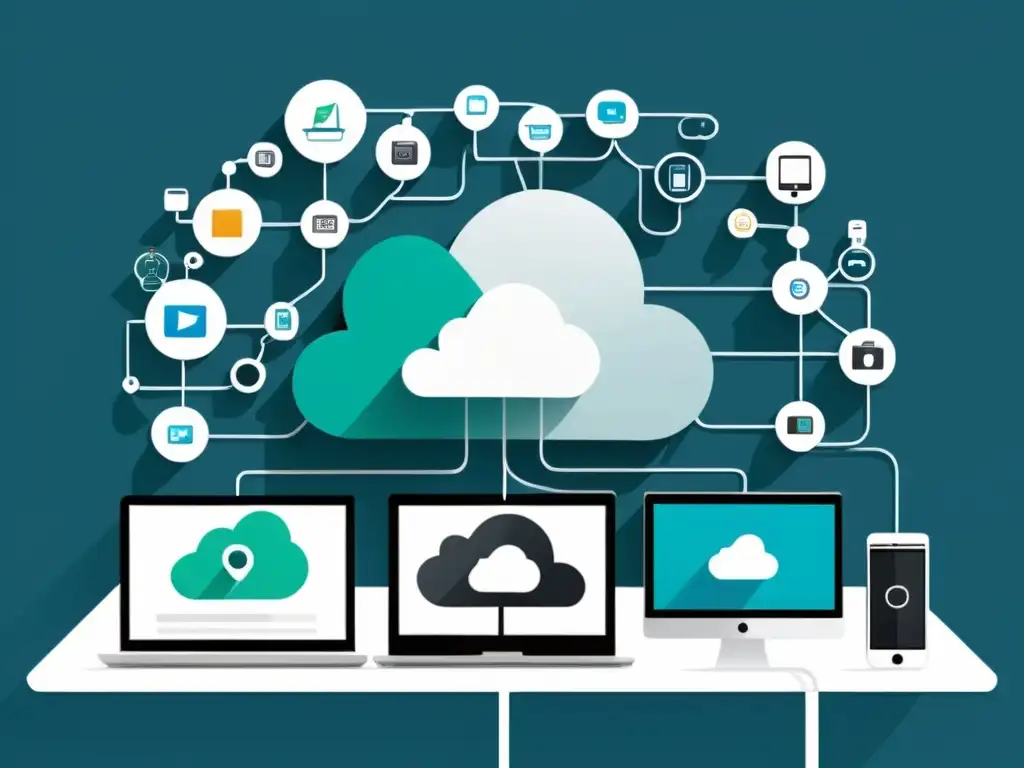 Una imagen que muestra la interconexión de dispositivos y servicios, destacando la integración facilitada por los sistemas operativos alternativos multiplataforma