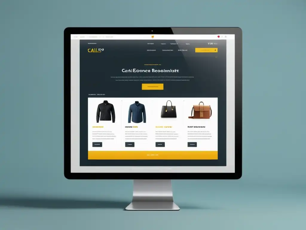 Imagen de interfaz de ecommerce moderna con botones de llamada a la acción y recomendaciones de productos