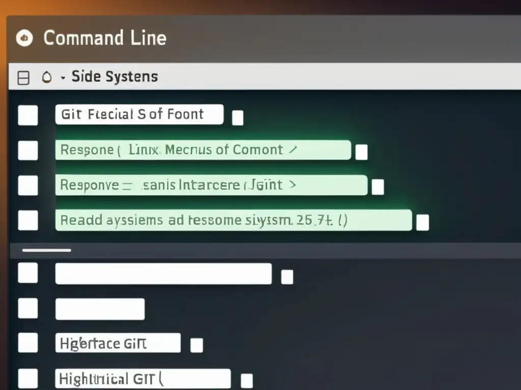 Imagen de interfaz de línea de comandos con Git y Mercurial, mostrando control de versiones en Linux con estilo profesional y minimalista
