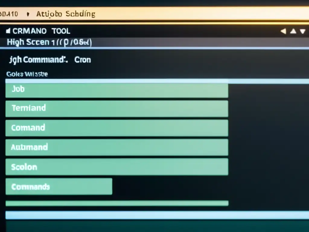 Imagen de alta resolución de la interfaz de línea de comandos con la herramienta de programación de tareas Cron en acción