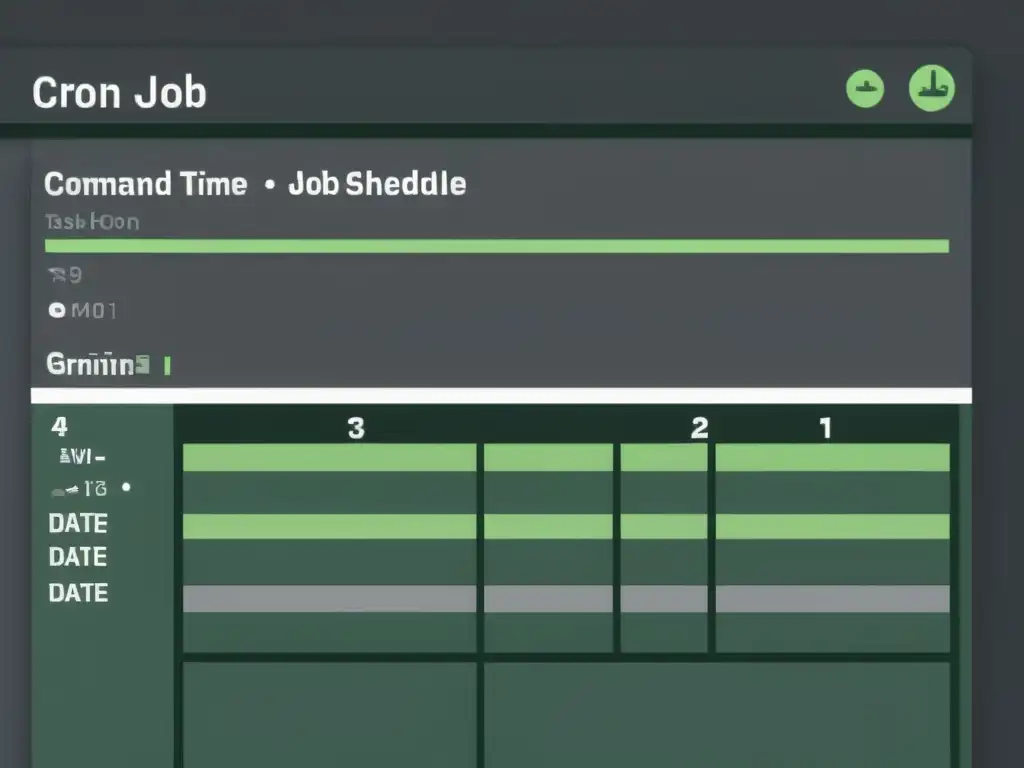 Una imagen minimalista muestra la interfaz de línea de comandos con la programación de tareas en Cron en Linux