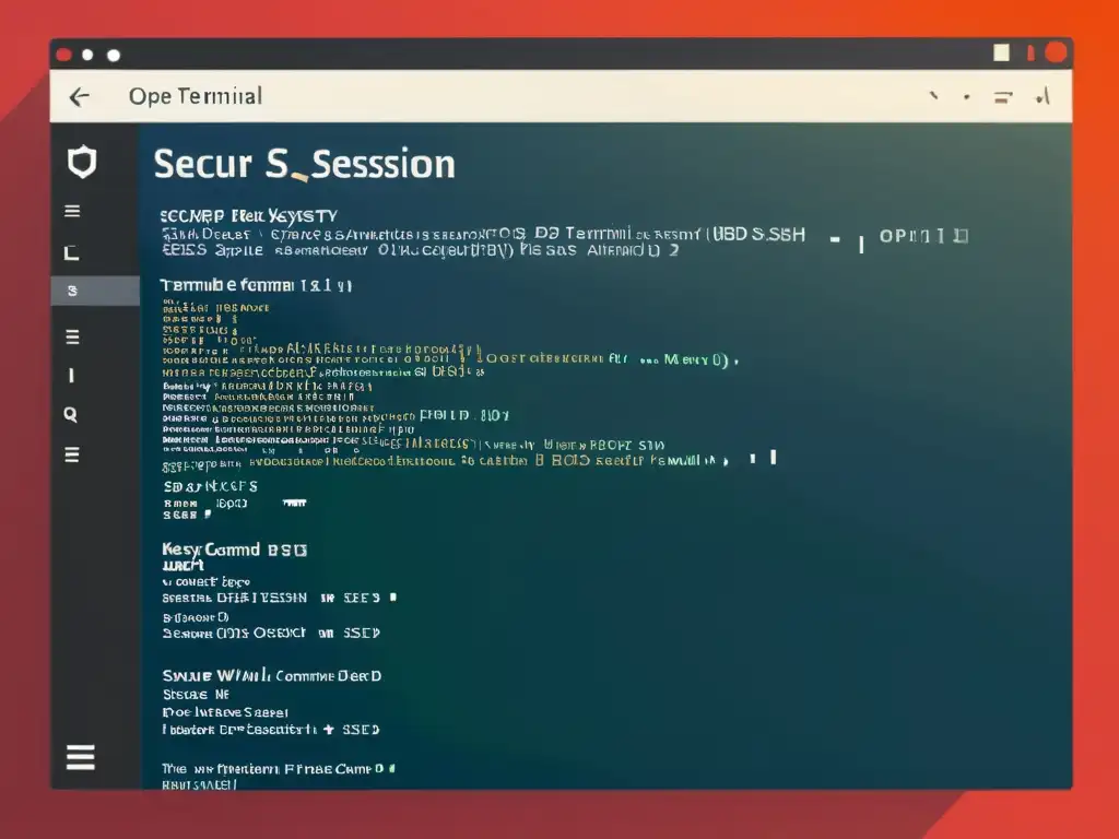 Imagen minimalista de una sesión segura de OpenSSH en un sistema BSD, mostrando configuraciones avanzadas de seguridad