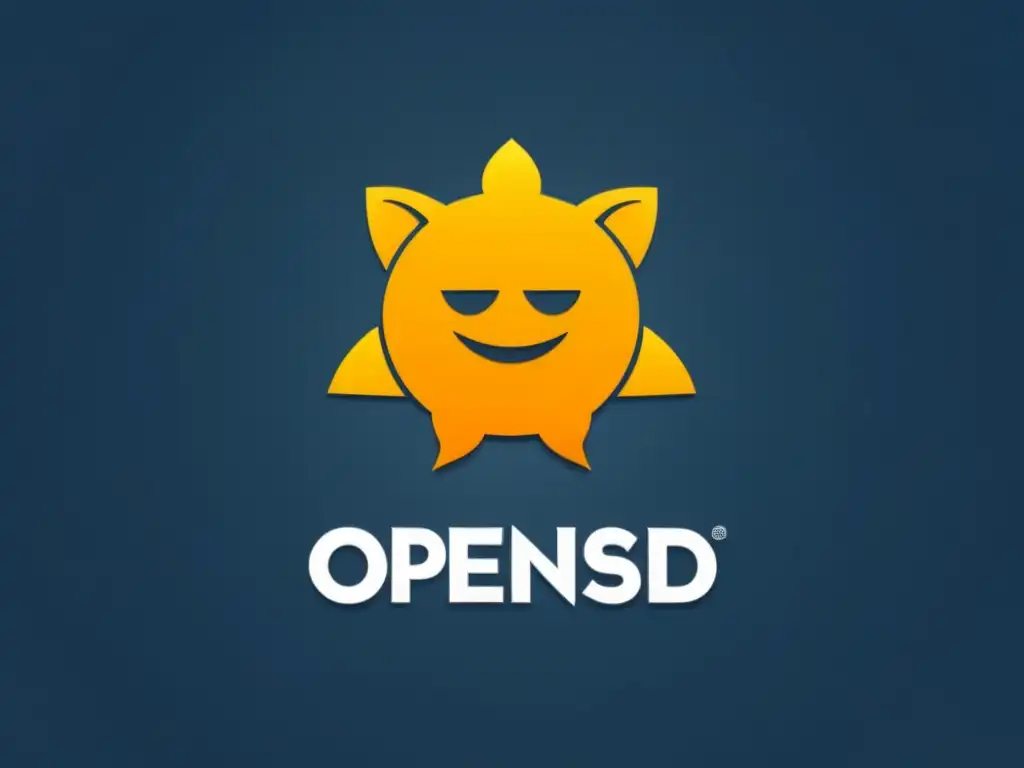 Una imagen minimalista de un sistema OpenBSD seguro y simple, destacando el logo de OpenBSD en un escritorio limpio