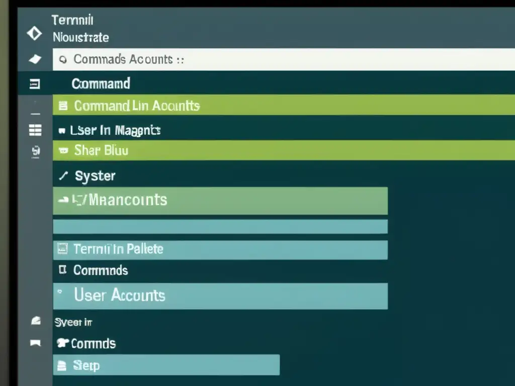 Una imagen minimalista de la gestión de usuarios en Linux, con comandos nítidos y paleta de colores profesional