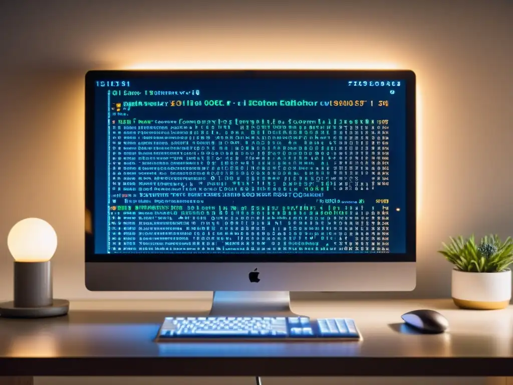Imagen de un monitor con código complejo en un editor de texto, evocando profesionalismo y detalle