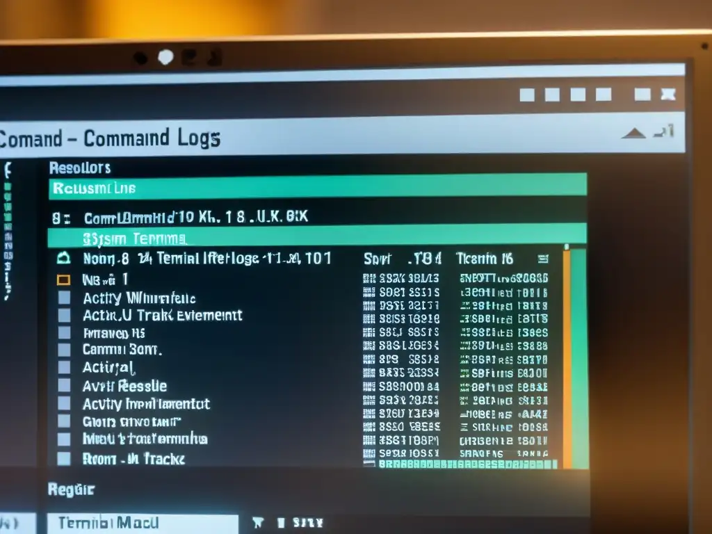 Una imagen nítida y detallada de una interfaz de línea de comandos en resolución 8K, mostrando registros de errores y actividades en un entorno Linux