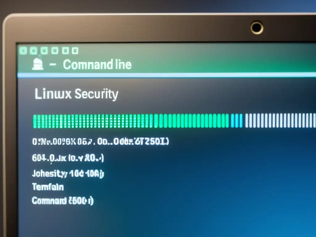 Imagen de pantalla de computadora con código de configuraciones básicas seguridad Linux, en un diseño minimalista y profesional