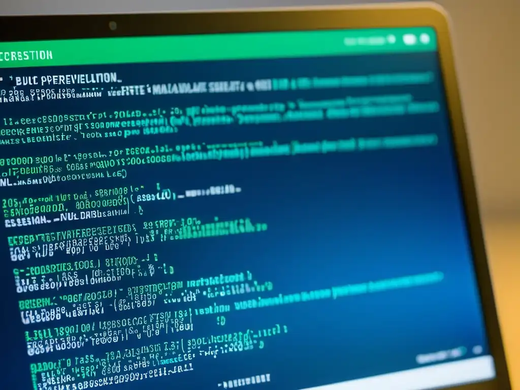 Código de ciberseguridad en Linux: Prevención de malware Imagen de pantalla de computadora con código de ciberseguridad y prevención de malware en Linux