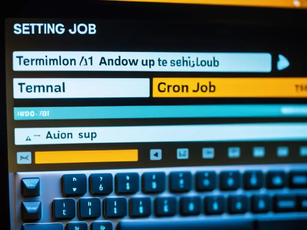Imagen de una pantalla de computadora mostrando la configuración de un trabajo cron en BSD, en un espacio de trabajo minimalista