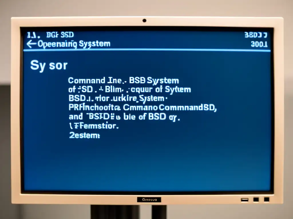 Una imagen de alta resolución de un monitor de computadora mostrando la interfaz de línea de comandos del sistema operativo BSD