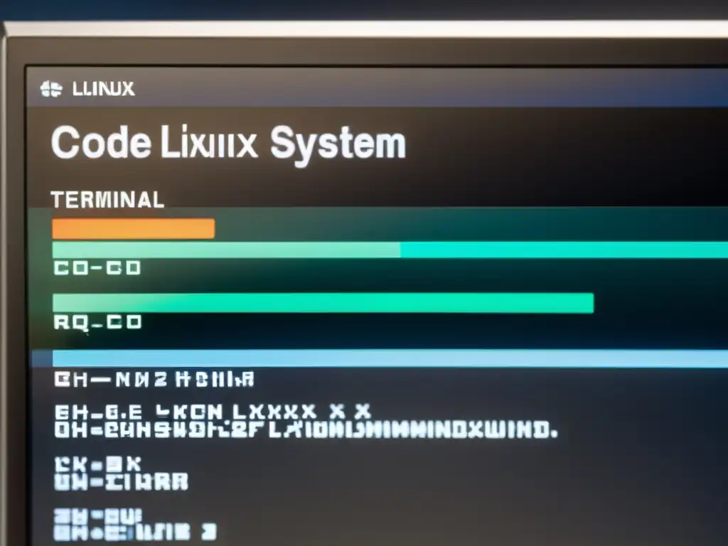 Una imagen de alta resolución de una pantalla de computadora mostrando un terminal con código y comandos del sistema