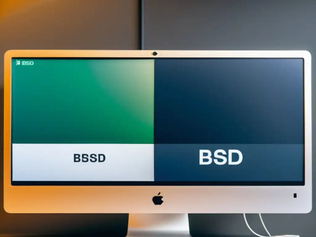 Una imagen de alta resolución de una pantalla dividida, mostrando la estructura de archivos de los sistemas operativos BSD y Linux