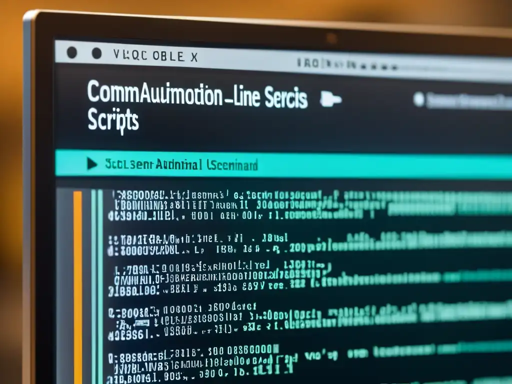 Una imagen de alta resolución de un terminal ejecutando scripts complejos en Linux