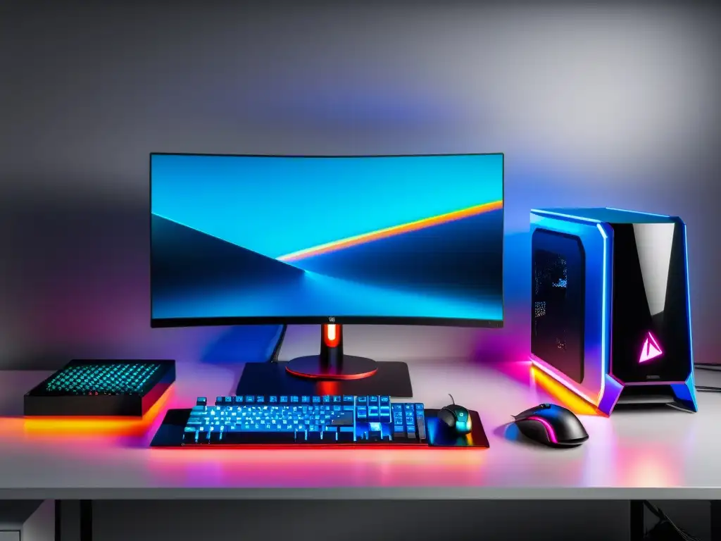 Una impresionante configuración de gaming con PC Linux personalizado, en un entorno moderno, minimalista y elegante