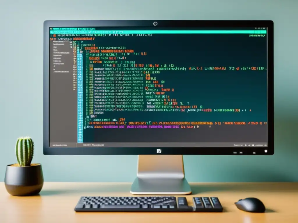 Un impresionante desarrollo de software en Linux se muestra en la pantalla de la computadora, con código detallado y texto colorido