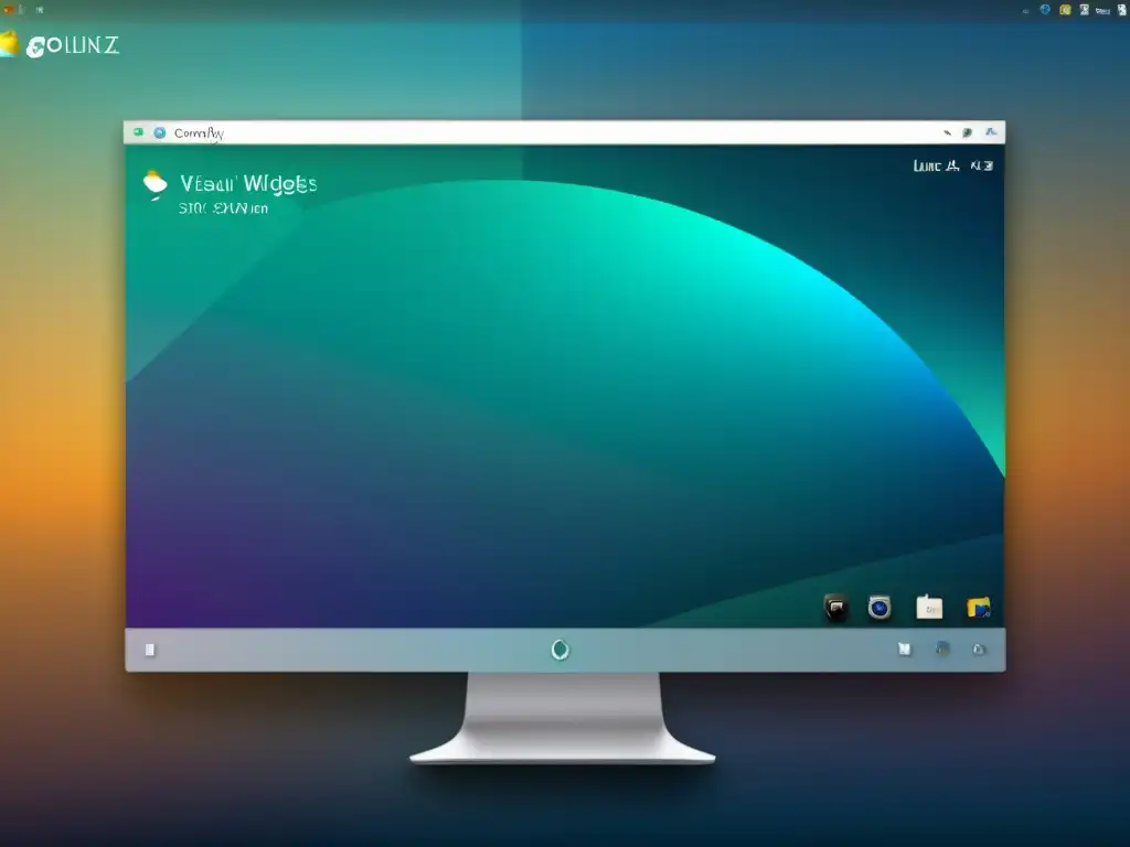 Una impresionante imagen de un escritorio de Linux con efectos visuales y widgets personalizados en acción, mostrando un diseño moderno y funcional