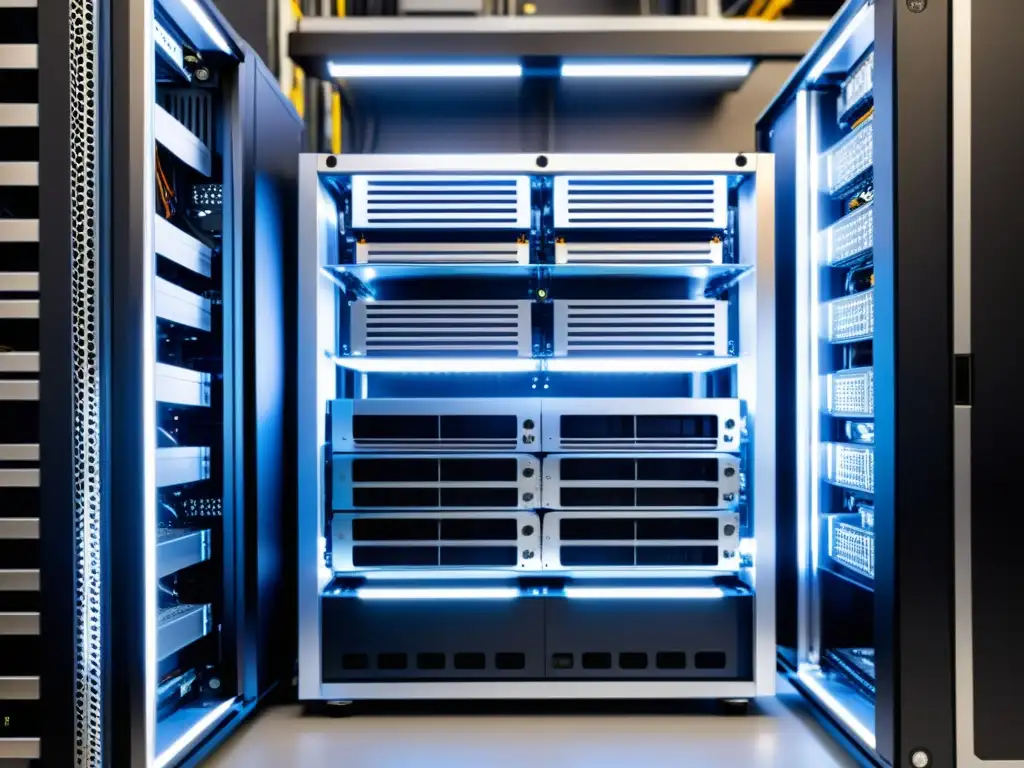 Rig de minería de criptomonedas: tecnología de vanguardia Una impresionante imagen en primer plano de una rig de minería personalizada rodeada de potentes GPUs y sistemas de refrigeración detallados