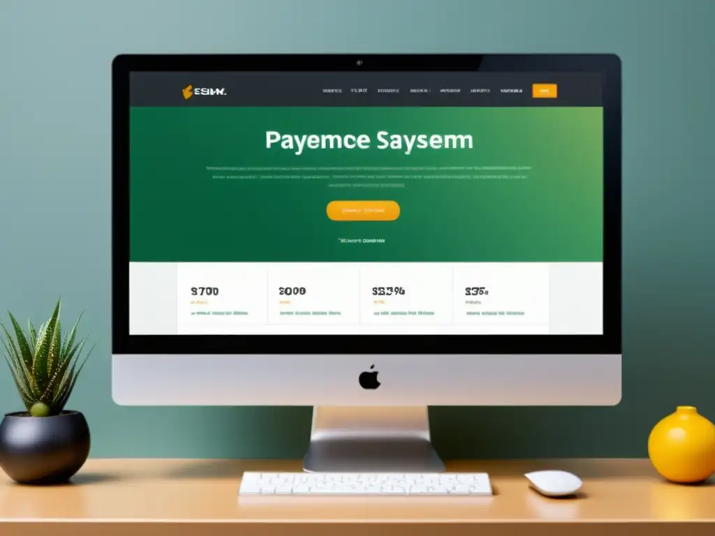 Integración de sistemas de pago en Linux: Imagen documental de un sitio web de comercio electrónico moderno y elegante en un monitor de escritorio
