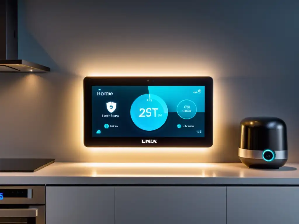 Interconexión de dispositivos IoT con influencia de Linux en un hogar inteligente futurista