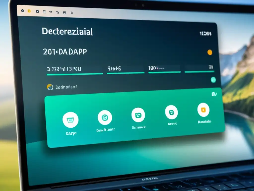 Interface moderna de aplicación descentralizada en pantalla de computadora