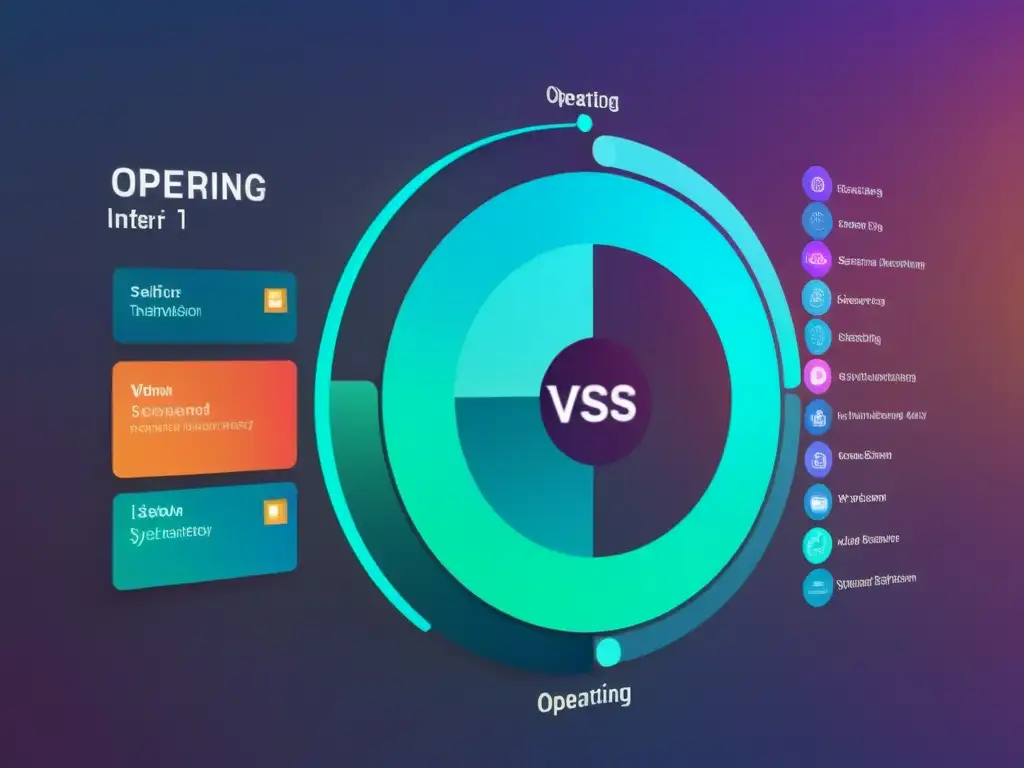 Interfaz futurista de sistemas operativos alternativos, transformación digital con visualización de datos dinámica e integrada