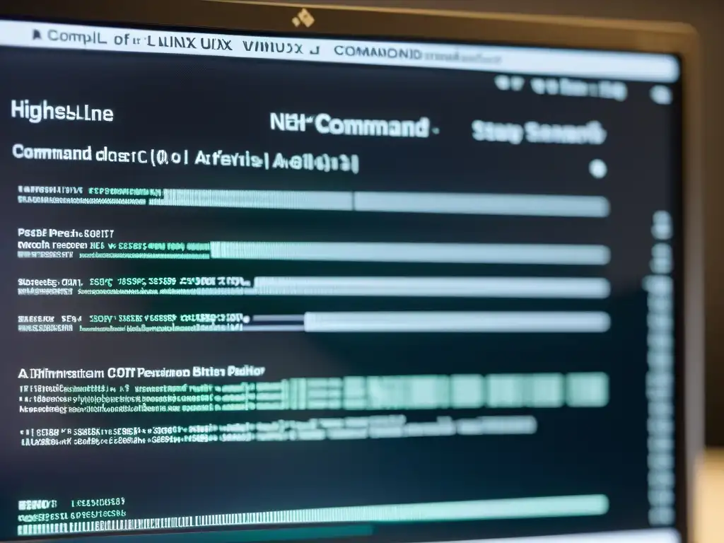 Una interfaz de línea de comando en un ordenador ejecutando precisos comandos de Linux