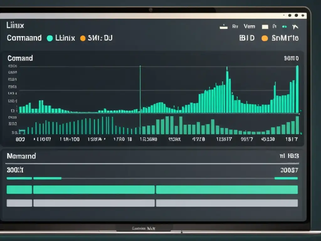 Una interfaz de línea de comandos muestra datos en tiempo real de rendimiento del sistema para sistemas alternativos