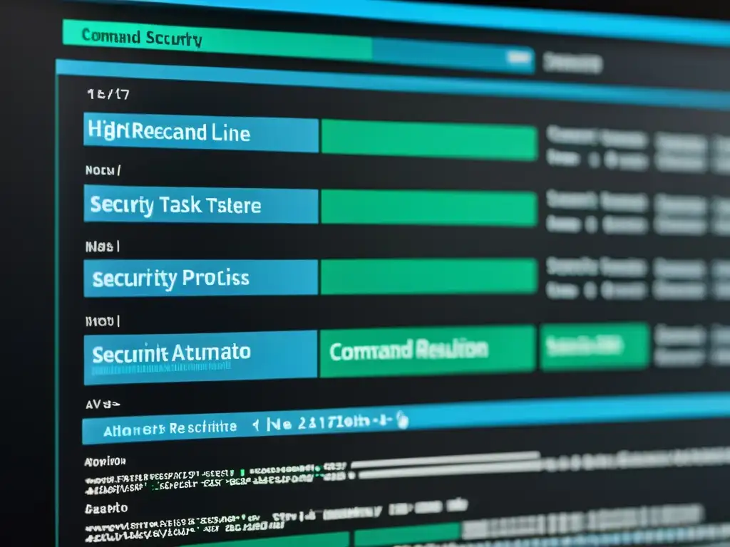 Una interfaz de línea de comandos en una pantalla de computadora ejecutando tareas de seguridad automatizadas en un entorno minimalista