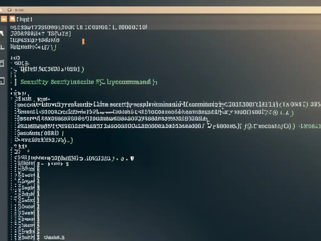 Interfaz de línea de comandos en un sistema Linux, ejecutando scripts de seguridad